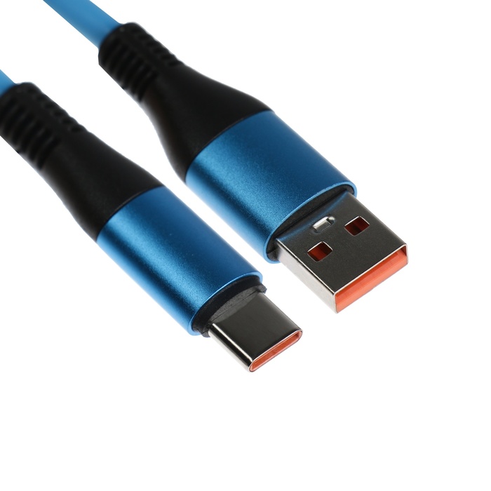 Кабель Type-C - USB, 5 A, оплётка TPE, утолщенный, 1 метр, синий - Фото 1