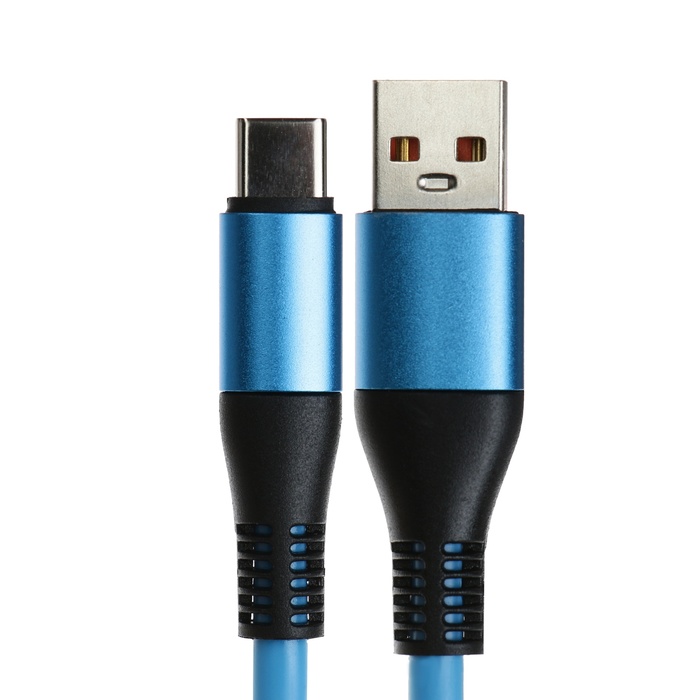 Кабель Type-C - USB, 5 A, оплётка TPE, утолщенный, 1 метр, синий