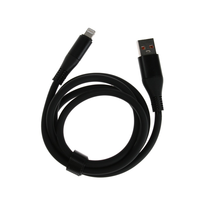 Кабель Lightning - USB, 5 A, оплётка TPE, утолщенный, 1 метр, чёрный
