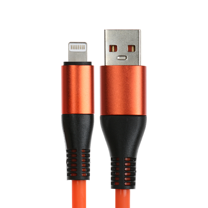 Кабель Lightning - USB, 5 A, оплётка TPE, утолщенный, 1 метр, оранжевый
