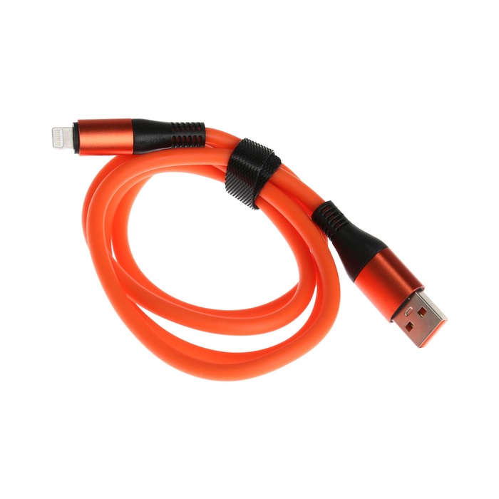 Кабель Lightning - USB, 5 A, оплётка TPE, утолщенный, 1 метр, оранжевый