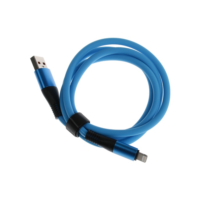 Кабель Lightning - USB, 5 A, оплётка TPE, утолщенный, 1 метр, синий