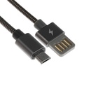 Кабель MicroUSB - USB, 2.1 А, металлическая оплётка, 1 м, чёрный - Фото 1