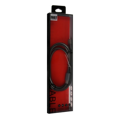 Кабель MicroUSB - USB, 2.1 А, металлическая оплётка, 1 м, чёрный