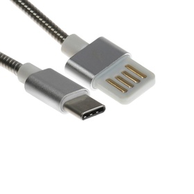 Кабель Type-C - USB, 2.1 А, металлическая оплётка, 1 метр, серебристый 9940265