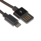 Кабель Lightning - USB, 2.1 А, металлическая оплётка, 1 метр, чёрный - фото 321467894