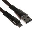 Кабель MicroUSB - USB, 2.4 А, оплётка ткань, плоский, 1 метр, чёрный - фото 3388826
