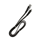 Кабель MicroUSB - USB, 2.4 А, оплётка ткань, плоский, 1 метр, чёрный - Фото 3