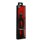 Кабель Lightning - USB, 2.4 А, оплётка ткань, плоский, 1 метр, чёрный - Фото 4