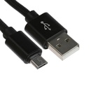 Кабель MicroUSB - USB, 2.1 А, оплётка нейлон, 1 метр, чёрный - фото 321467936