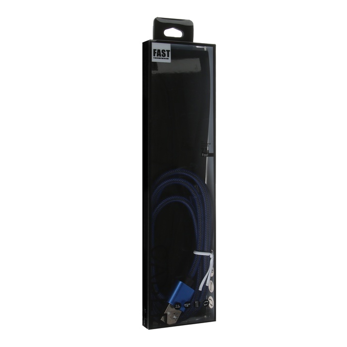 Кабель MicroUSB - USB, 2.1 А, оплётка нейлон, 1 метр, синий