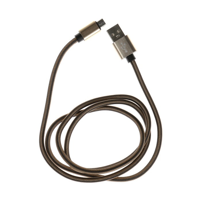 Кабель MicroUSB - USB, 2.1 А, оплётка нейлон, 1 метр, золотистый
