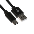 Кабель Type- C - USB, 2.1 А, оплётка нейлон, 1 метр, чёрный - фото 321467966