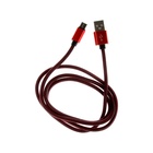 Кабель Type-C - USB, 2.1 А, оплётка нейлон, 1 метр, красный - Фото 3
