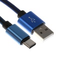 Кабель Type- C - USB, 2.1 А, оплётка нейлон, 1 метр, синий - фото 321467978