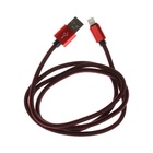 Кабель Lightning - USB, 2.1 А, оплётка нейлон, 1 метр, красный - Фото 3