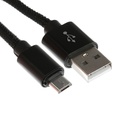Кабель MicroUSB - USB, 2.1 А, оплётка нейлон, 2 метра, чёрный - фото 321468026