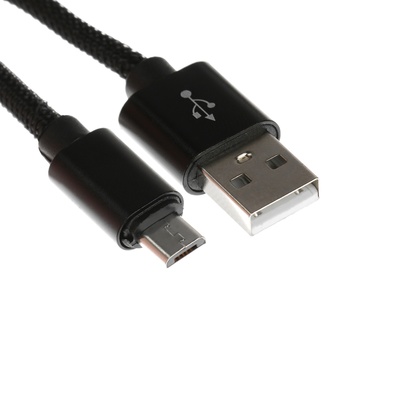 Кабель MicroUSB - USB, 2.1 А, оплётка нейлон, 2 метра, чёрный