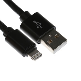 Кабель Lightning - USB, 2.1 А, оплётка нейлон, 2 метра, чёрный 9940301