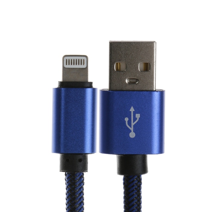 Кабель Lightning - USB, 2.1 А, оплётка нейлон, 2 метра, синий