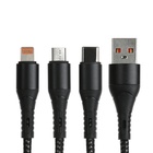 Кабель 3 в 1, MicroUSB/Type-C/Lightning - USB, 3 А, 1.25 метра, чёрный - фото 51547471 Кабель 3 в 1, MicroUSB/Type-C/Lightning - USB, 3 А, 1.25 метра, чёрный - фото 51547471