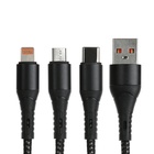 Кабель 3 в 1, MicroUSB/Type-C/Lightning - USB, 3 А, 1.25 метра, чёрный - Фото 2