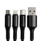 Кабель брелок 3 в 1, MicroUSB/Type-C/Lightning - USB, 2.4 А, чёрный 9940314 - фото 13836078