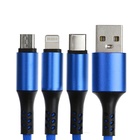 Кабель брелок 3 в 1, MicroUSB/Type-C/Lightning - USB, 2.4 А, синий - Фото 2