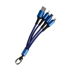 Кабель брелок 3 в 1, MicroUSB/Type-C/Lightning - USB, 2.4 А, синий - Фото 3