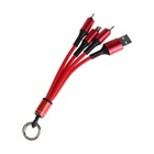 Кабель брелок 3 в 1, MicroUSB/Type-C/Lightning - USB, 2.4 А, красный - Фото 3
