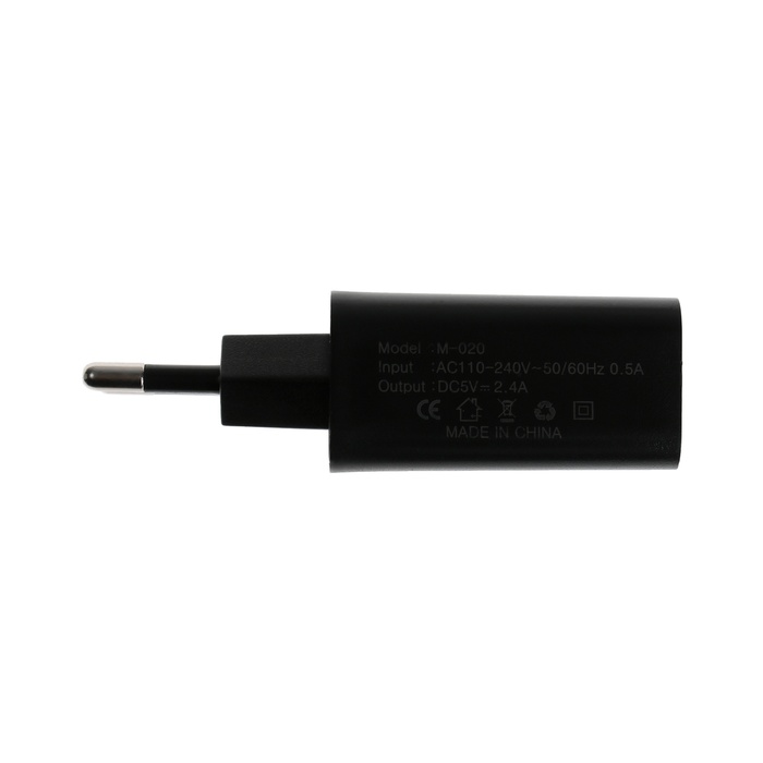Сетевое зарядное устройство GQ-1, USB, 2.4 А, чёрное