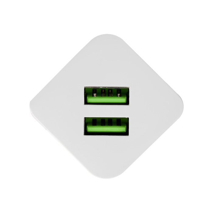 Сетевое зарядное устройство TD-T12, 2 USB, 2.4 А, белое