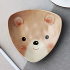 Тарелка керамическая «Мишка», 13.5 х 13.5 см, цвет бежевый - фото 19196846