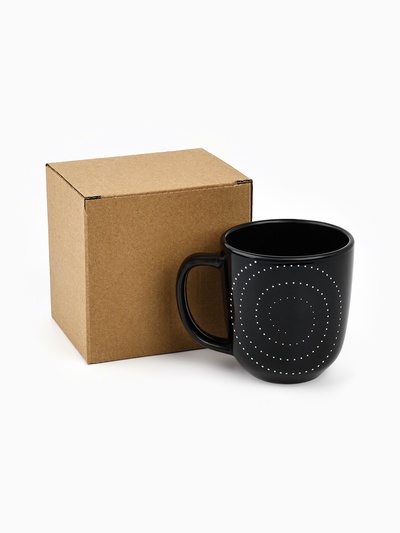 Кружка керамическая «Орнамент», 450 мл, цвет чёрный