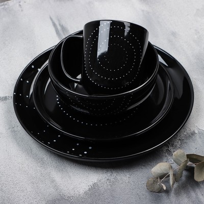 Кружка керамическая «Орнамент», 450 мл, цвет чёрный