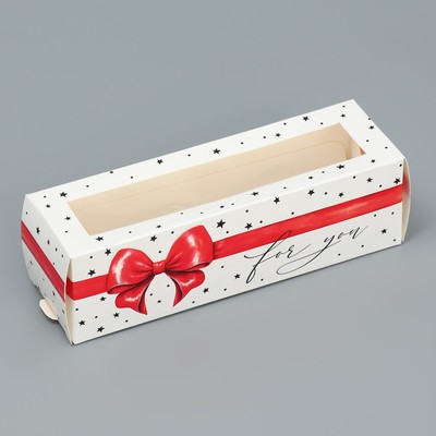 Коробка для макарун, кондитерская упаковка For you, 18 х 5.5 х 5.5 см