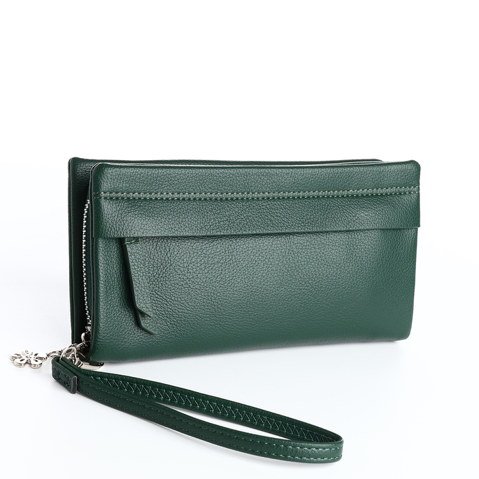 

Кошелёк женский на молнии, цвет зелёный