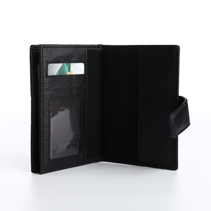 Обложка 2в1 д/авто+паспорт,10*1,5*14 см, на магните, черный