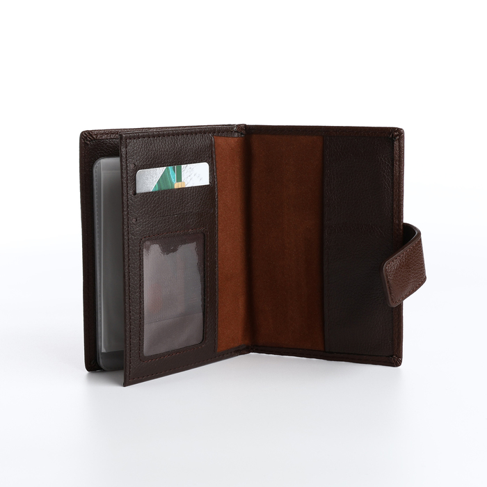 Обложка 2в1 д/авто+паспорт,10*1,5*14 см, на магните, коричневый