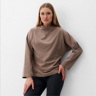 Лонгслив женский MINAKU: Casual Collection, шоколад, размер 42