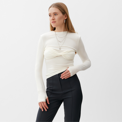 Лонгслив женский MINAKU: Casual Collection, молочный, размер 46