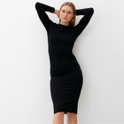 Платье женское со сборкой MINAKU: Casual Collection цвет черный ,р-р 42 - фото 9007813