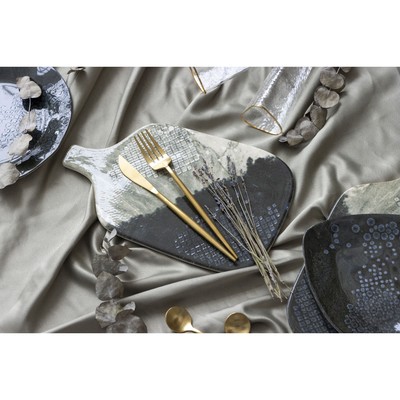 Блюдо керамическое «Стоун», 29.7×17.5 см, серое, Dolce Ceramo