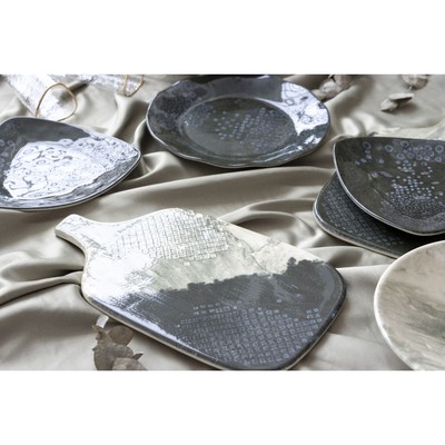 Блюдо керамическое «Стоун», 29.7×17.5 см, серое, Dolce Ceramo