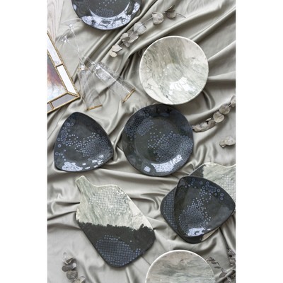 Блюдо керамическое «Стоун», 29.7×17.5 см, серое, Dolce Ceramo