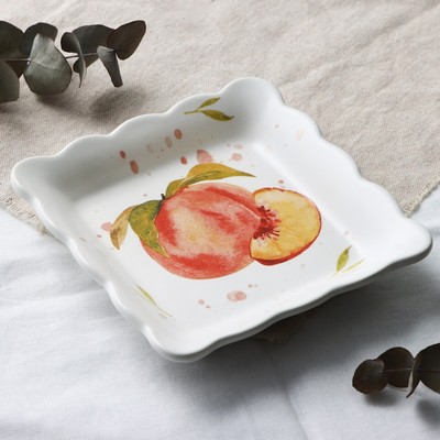 Тарелка глубокая керамическая «Персик», 14 х 14 см, цвет белый