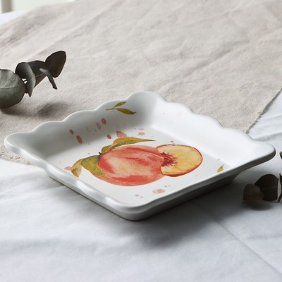 Тарелка глубокая керамическая «Персик», 14 х 14 см, цвет белый