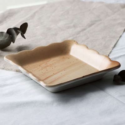 Тарелка глубокая керамическая «Самоцвет», 14 х 14 см, цвет бежевый