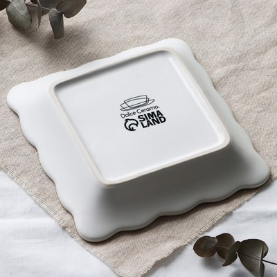 Тарелка глубокая керамическая «Самоцвет», 14 х 14 см, цвет бежевый