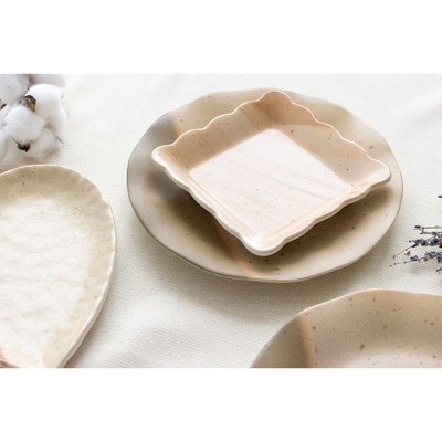 Тарелка глубокая керамическая «Самоцвет», 14×14 см, бежевая, Dolce Ceramo